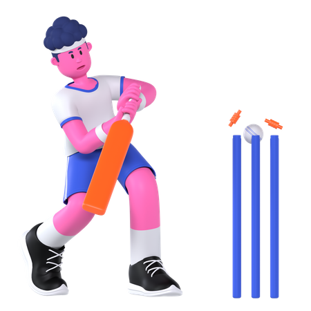 Cricket Player  3D Illustration