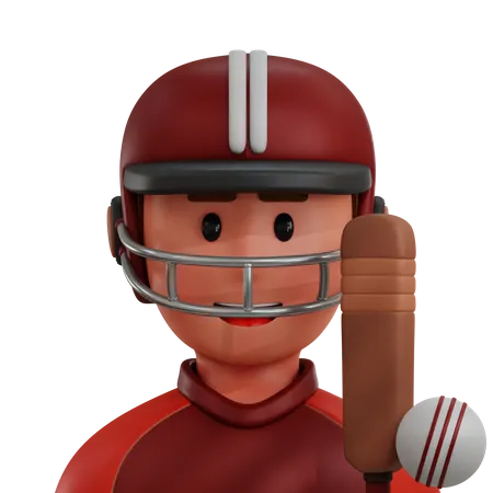 Cricket Player  3D Icon