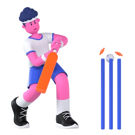 Cricket Player  3D Illustration