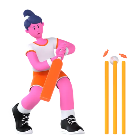 Cricket Player  3D Illustration