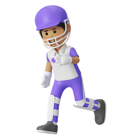 Cricket Running Boy  3D Illustration
