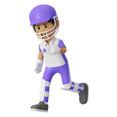 Cricket Running Boy  3D Illustration