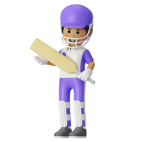 Cricket Stance Boy  3D Illustration