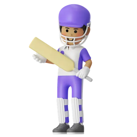 Cricket Stance Boy  3D Illustration