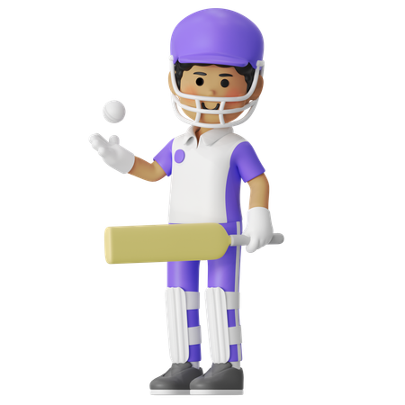Cricket Steady Pose Boy  3D Illustration