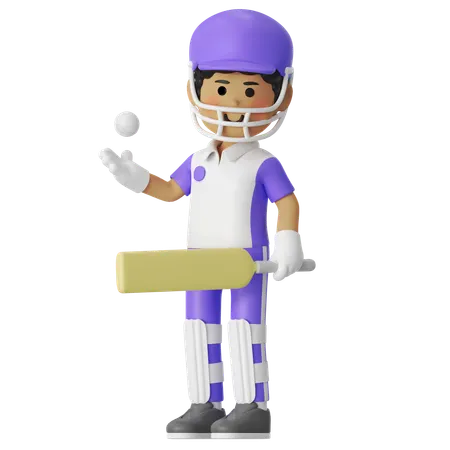 Cricket Steady Pose Boy  3D Illustration