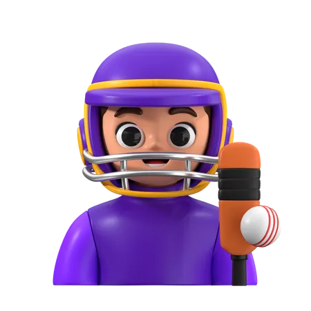 Cricket-Spieler 3D Icon