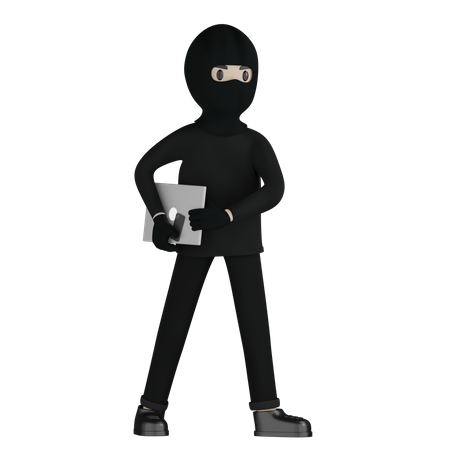 Criminal With Robbery 3D Illustration