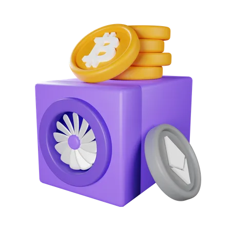 Ventilador De Computadora Con Monedas Criptograficas Alrededor 3D Icon