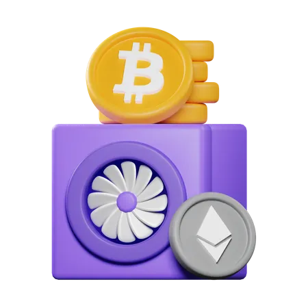 Ventilador De Computadora Con Monedas Criptograficas Alrededor 3D Icon