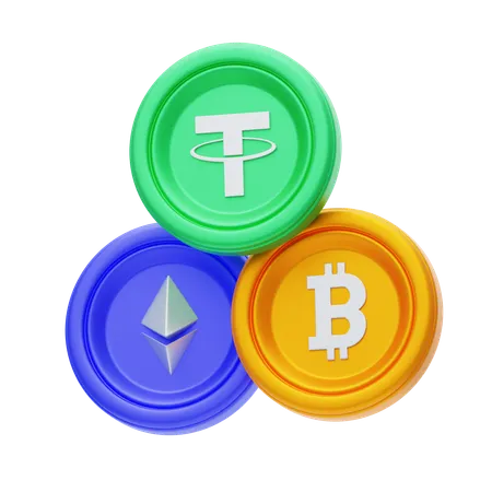 Moedas de criptomoeda  3D Icon