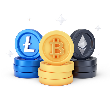 Moedas criptográficas  3D Icon