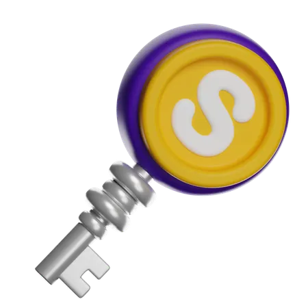 Moneda de criptomoneda con clave  3D Icon