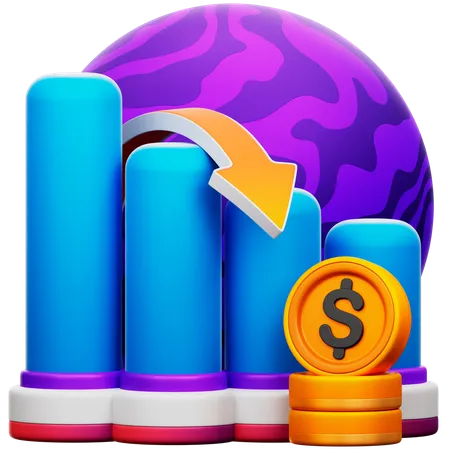 Crise économique mondiale  3D Icon