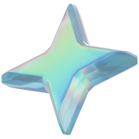 Forma de estrella de cuatro puntas de cristal  3D Icon