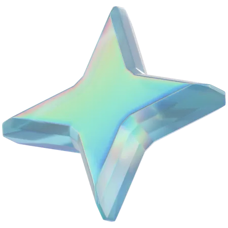 Forma de estrella de cuatro puntas de cristal  3D Icon