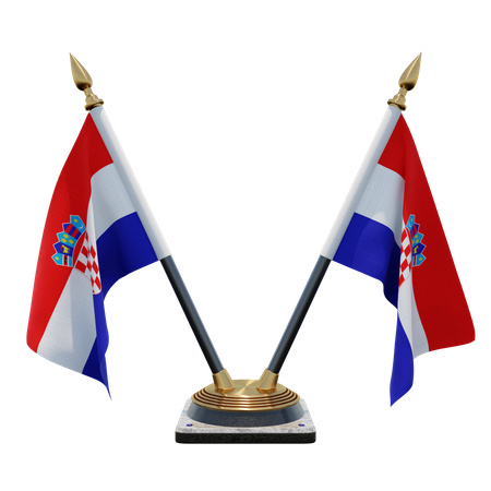 Suporte de bandeira de mesa dupla (V) da Croácia  3D Icon