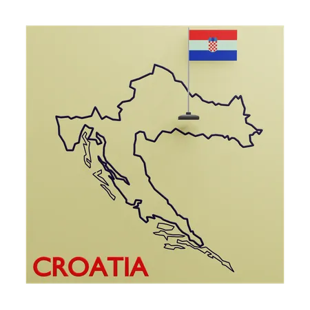 Mapa de croacia  3D Icon