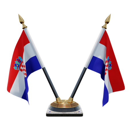 Croatia Double (V) Desk Flag Stand 3D Icon