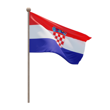 Croatia Flag Pole  3D Flag