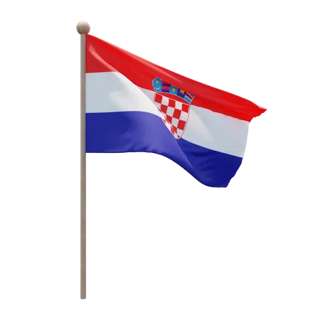 Croatia Flag Pole 3D Illustration