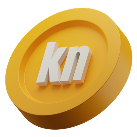 Croatian Kuna Gold Coin 3D Icon