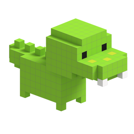 Crocodile Cute Voxel Art  3D Icon