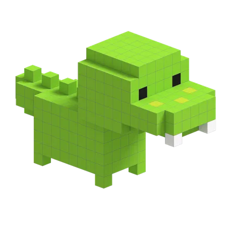 Crocodile Cute Voxel Art  3D Icon
