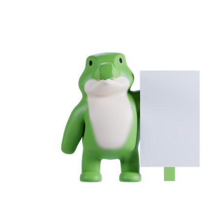 Crocodile Holding Placard  3D Illustration