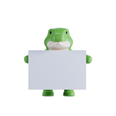 Crocodile Holding Placard 3D Illustration