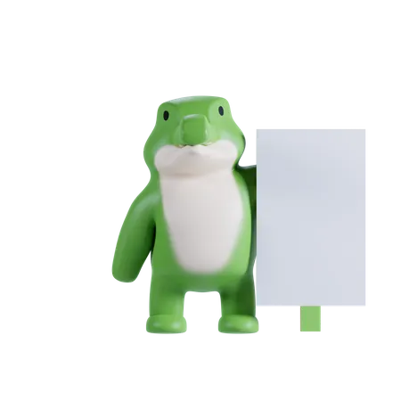 Crocodile Holding Placard 3D Illustration