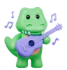 Crocodilo fofo tocando violão