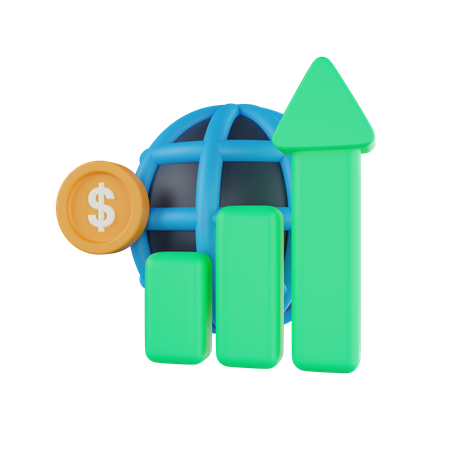 Croissance de l'économie mondiale  3D Icon
