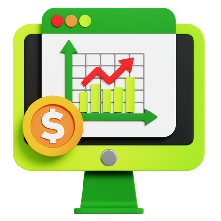 Croissance financière en ligne  3D Icon