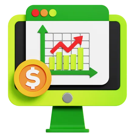 Croissance financière en ligne  3D Icon