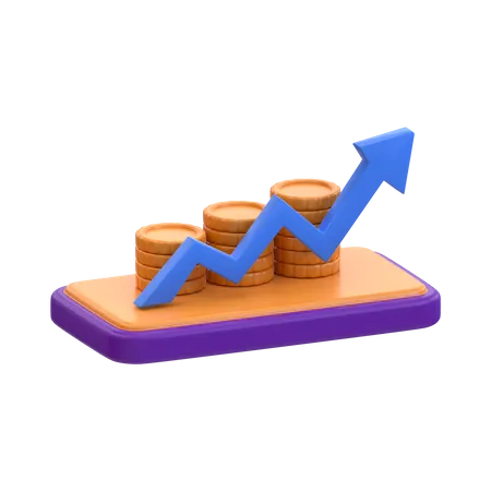 Croissance financière en ligne  3D Icon