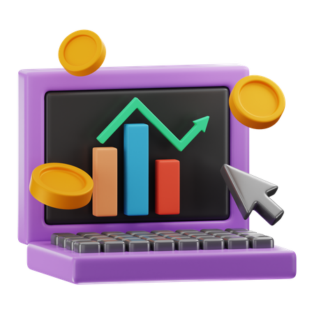 Croissance financière en ligne  3D Icon
