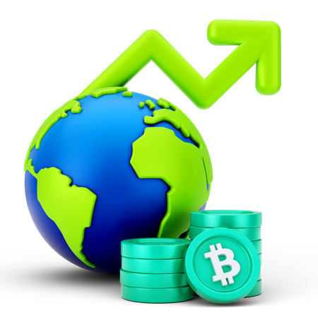 Croissance mondiale du bitcoin  3D Icon