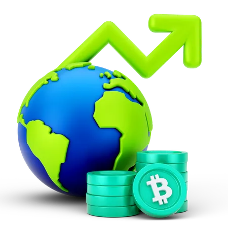 Croissance mondiale du bitcoin  3D Icon