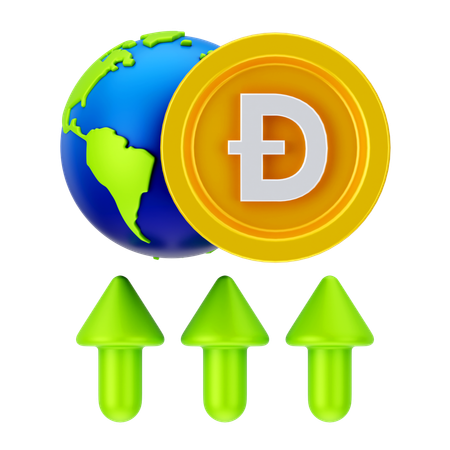 Croissance mondiale du dogecoin  3D Icon