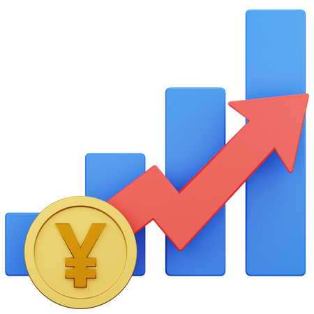 Croissance Yen Argent  3D Icon