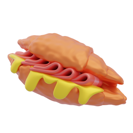 Croissant de jamón y queso  3D Icon