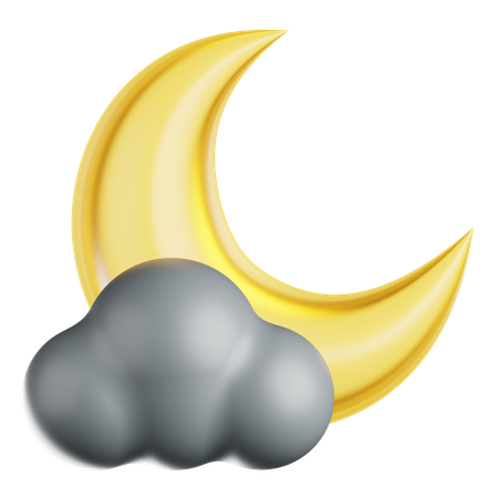 Croissant de lune avec nuage  3D Icon