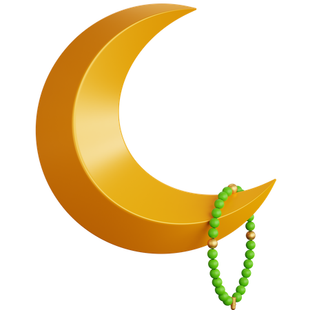 Croissant de lune avec chapelet  3D Icon