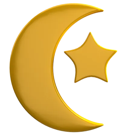 Croissant de lune et étoile  3D Icon