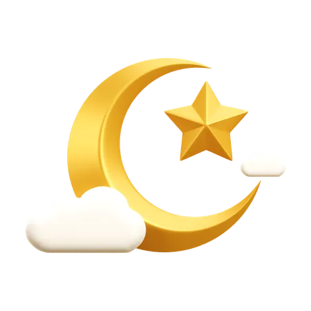 Croissant De Lune Et Étoile  3D Icon