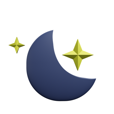 Croissant de lune et étoile  3D Icon