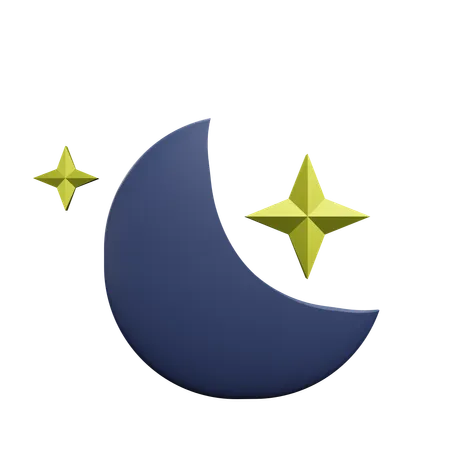 Croissant de lune et étoile  3D Icon