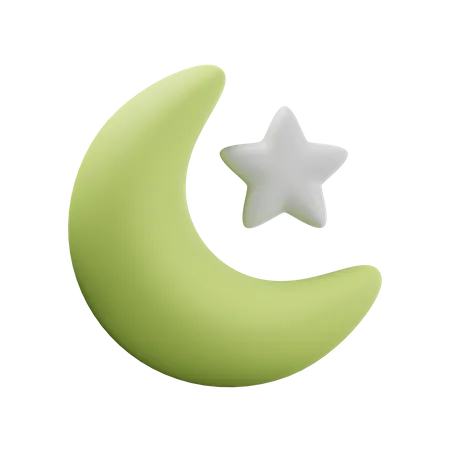 Croissant de lune et étoile  3D Icon