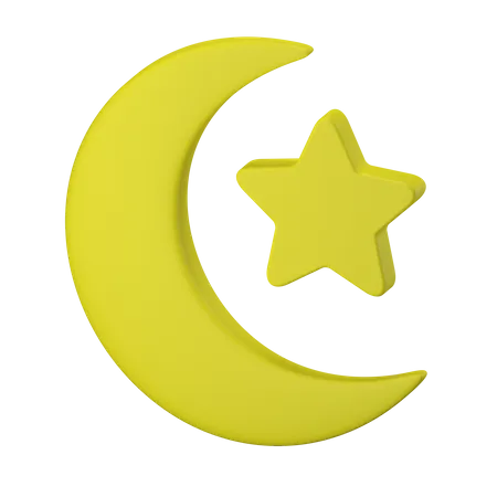 Croissant de lune et étoile  3D Icon